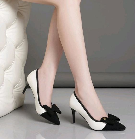 Shoes - New Multi-Color Women High Heel Shoes, Black White Silver Gold Flower Bow Decor